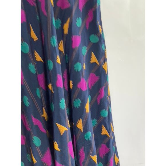UMI COLLECTION By ANNE CRIMMINS Women's Navy/Multicolor Silk Midi Skirt SZ 4 - Picture 6 of 10